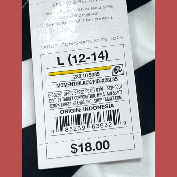 Shade & Shore-Women's Striped Medium Coverage Bikini Bottom-White/Black-L(12-14) - Picture 9 of 14